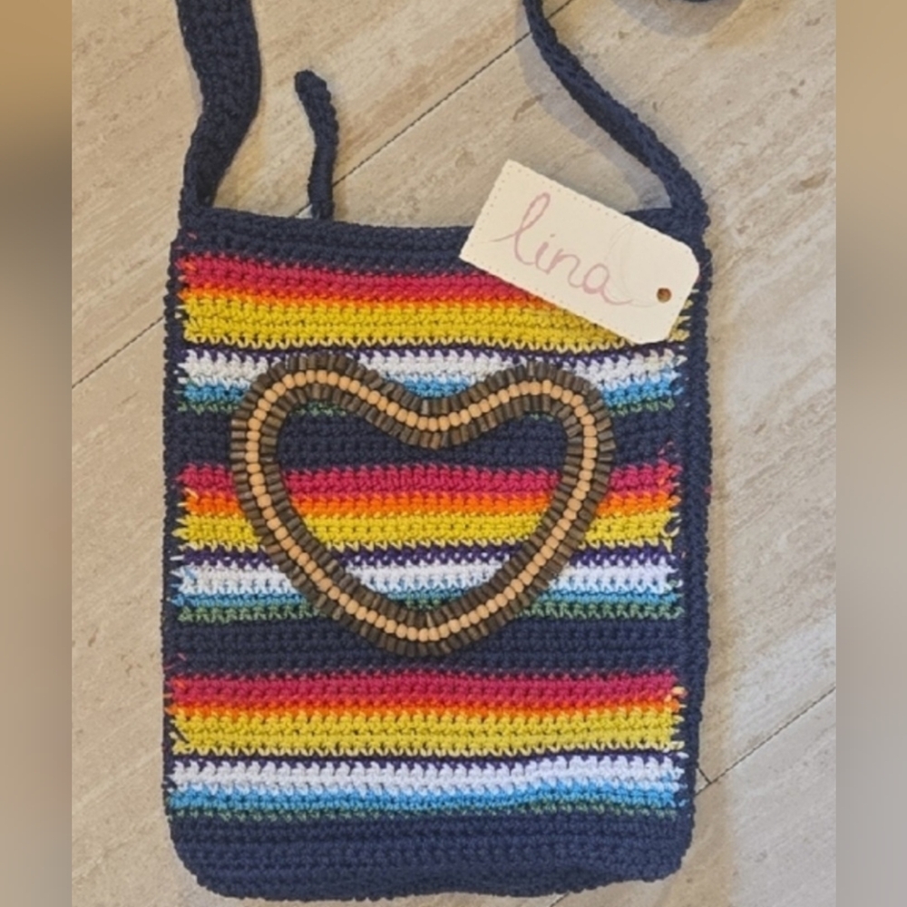 New Lina Multi-Color Striped Crochet Crossbody Bag